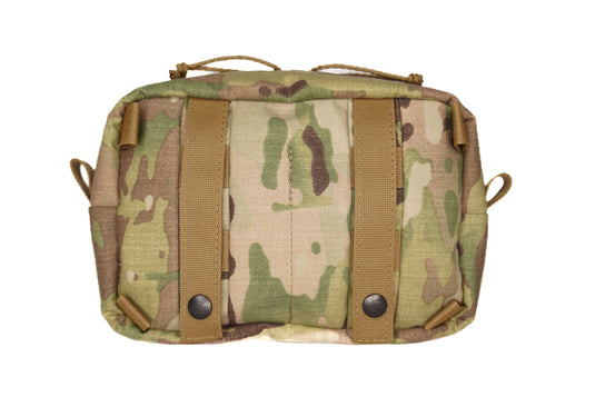 Camouflage pouch Bull Pak X with multiple straps on a white background
