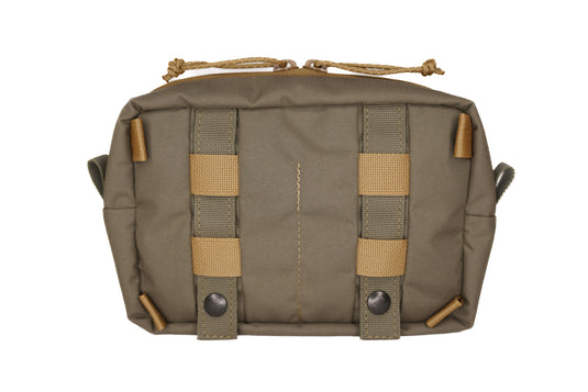 Bull Pak X pouch with brown straps on a white background