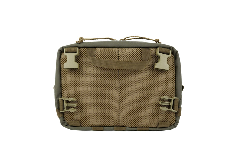 Load image into Gallery viewer, BullPath Moose chest rig, ranger green and tan, back panel with mesh padding and adjustable buckles, for mobile hunting.
