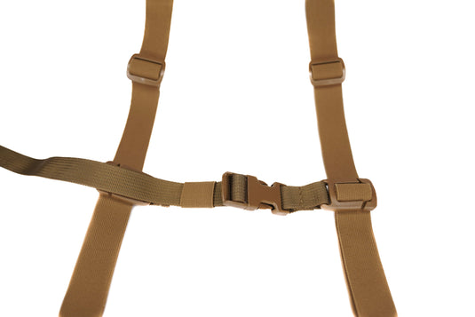 Saddle hunting Suspenders Coyote Brown Close Up