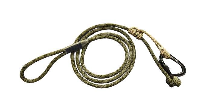 Load image into Gallery viewer, Camo green hunting saddle tree tether coiled up
